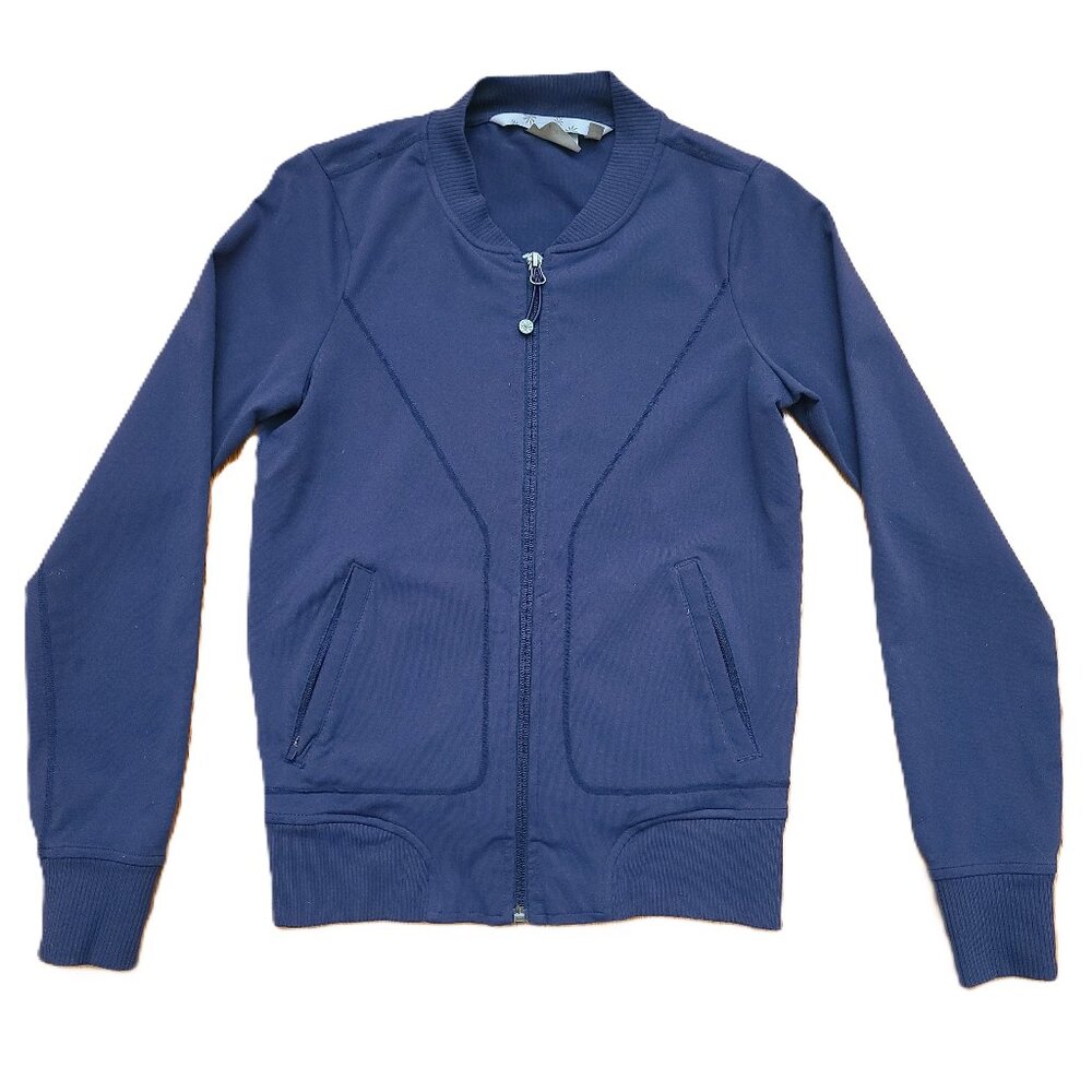 Athleta Women's Bombtastic Jacket Dress Blue Long Sleeve Baseball Style Size XXS